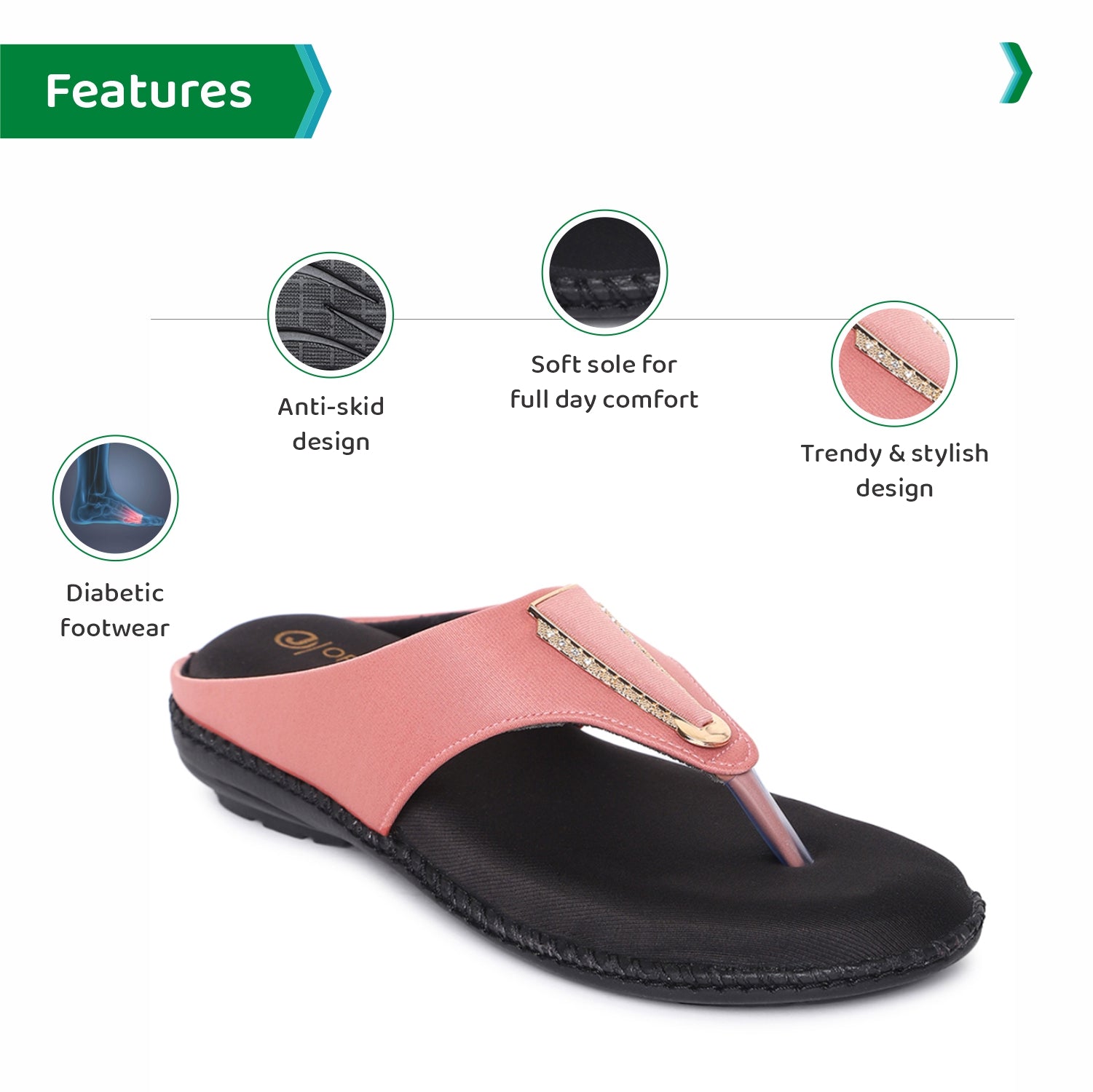 ORTHO JOY Fancy doctor slippers | Flat sandals