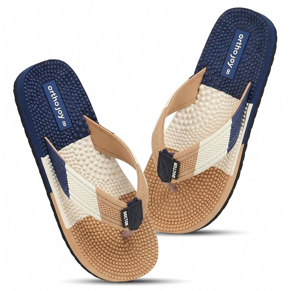 ORTHO JOY Men’s Orthopedic Acupressure Slippers – Soft Cushion Anti-Slip Comfort Flip Flops for Daily Wear