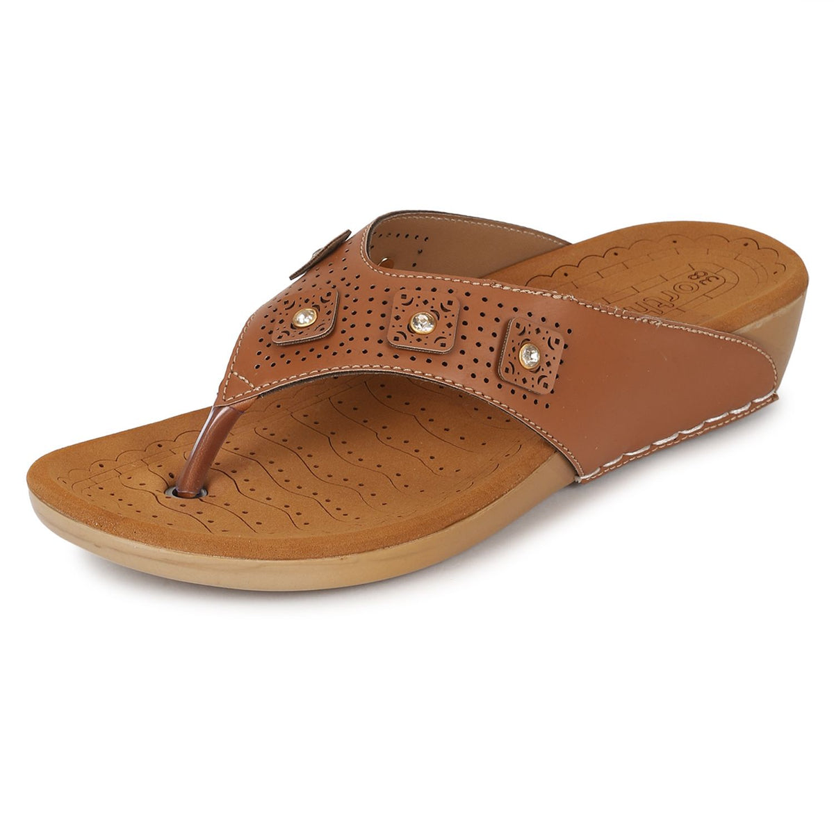 ORTHO JOY Women’s Orthopedic Soft Slippers – Extra Cushioned Anti-Slip Lightweight Comfort Chappal for Daily Wear