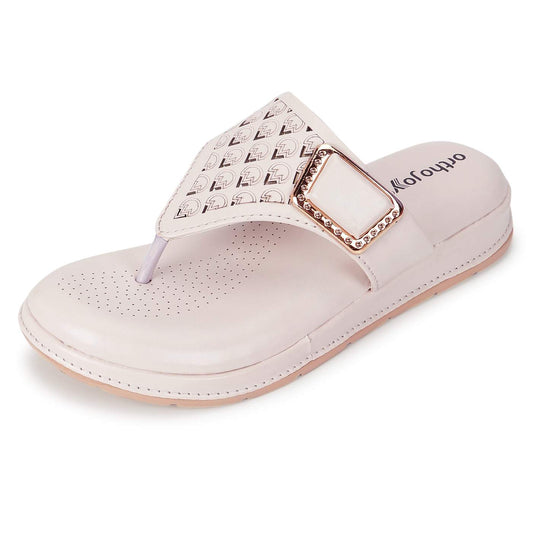 ORTHO JOY Women’s Orthopedic Doctor Slippers – Extra Soft Comfort Flip Flops with Arch & Heel Pain Relief