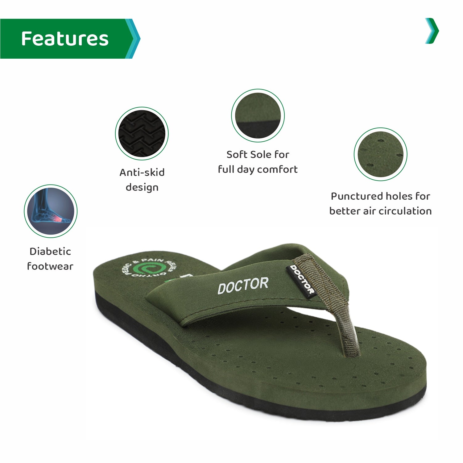 ORTHO JOY Extra Soft Doctor Ortho Slippers for men.